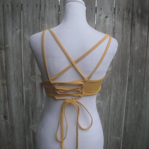 Zaful Swim Top ONLY Old Gold US Size Small NEW - Picture 6 of 6